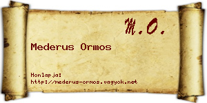 Mederus Ormos névjegykártya